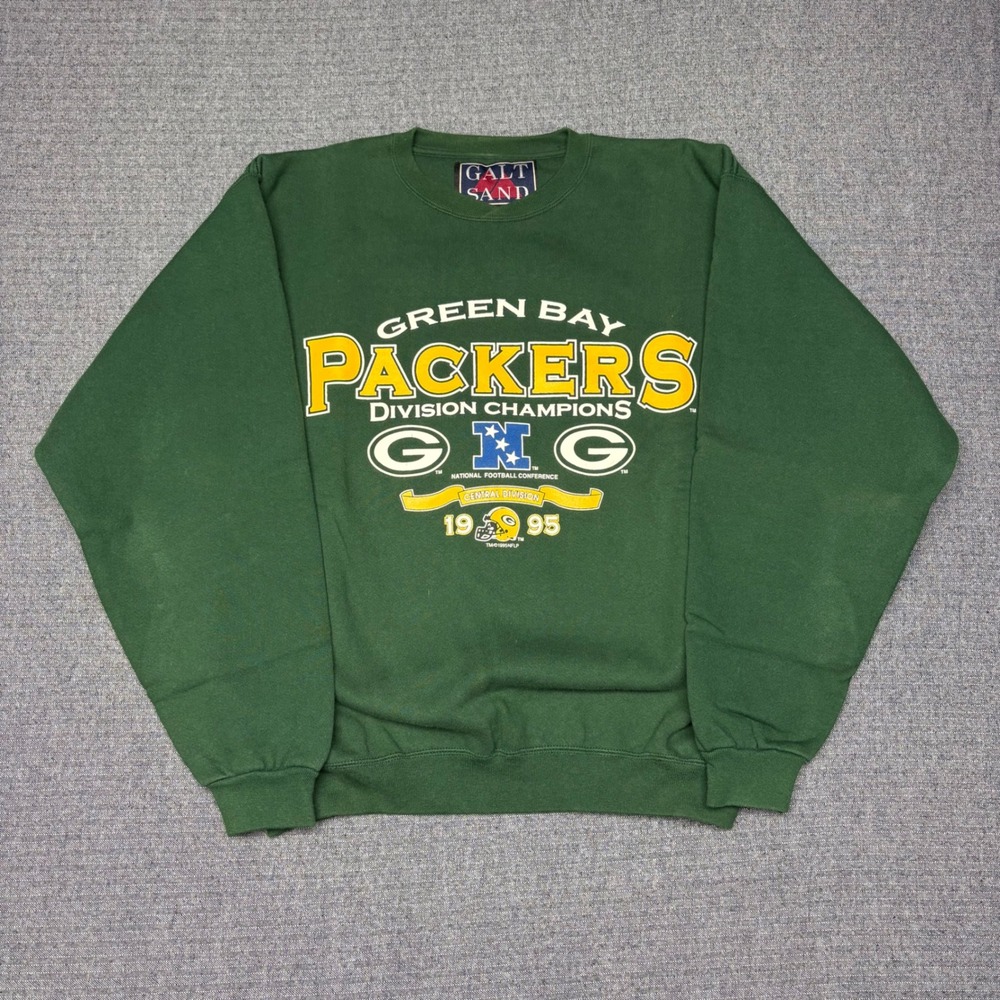 Vtg 90s Galt Sand Green Bay Packers 1995 Division Champions Sweatshirt Mens M